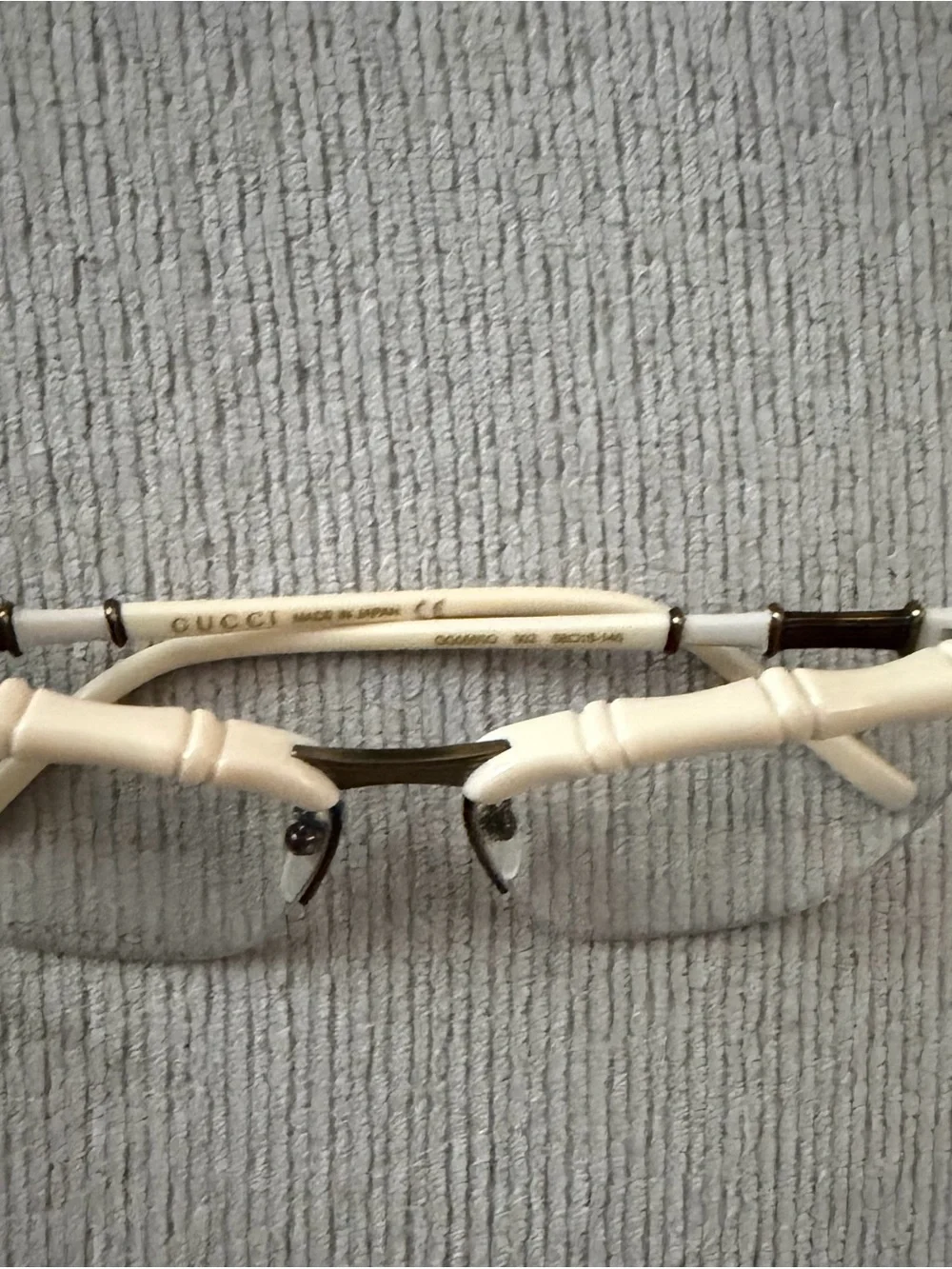 Ivory Rimless Glasses with Gold Bridge